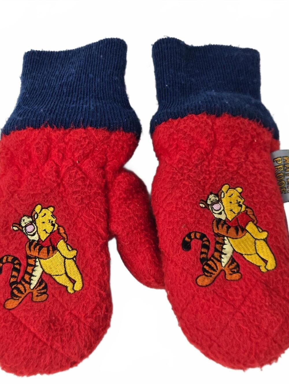 vintage Disney Winnie the Pooh and Tigger mittens Red Toddler